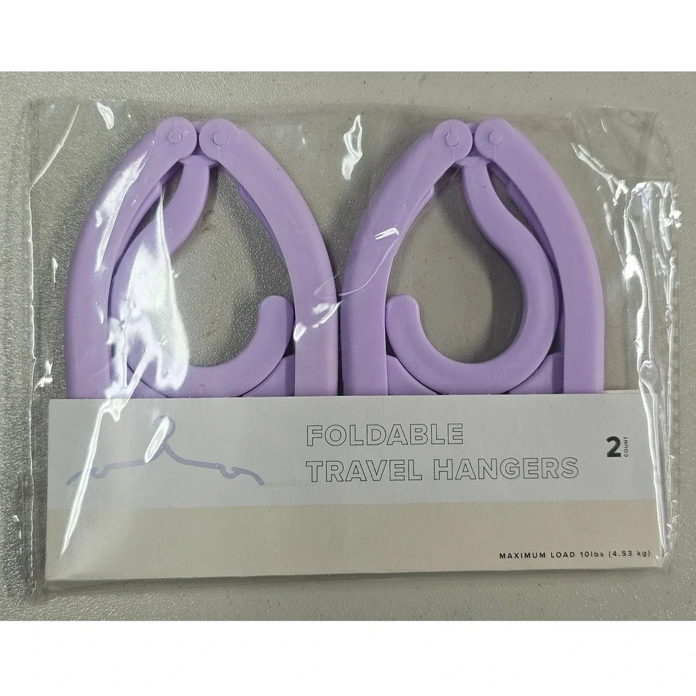 Made For Retail Purple Foldable Travel Hangers 10 Pack 5 Sets of 2 Portable New